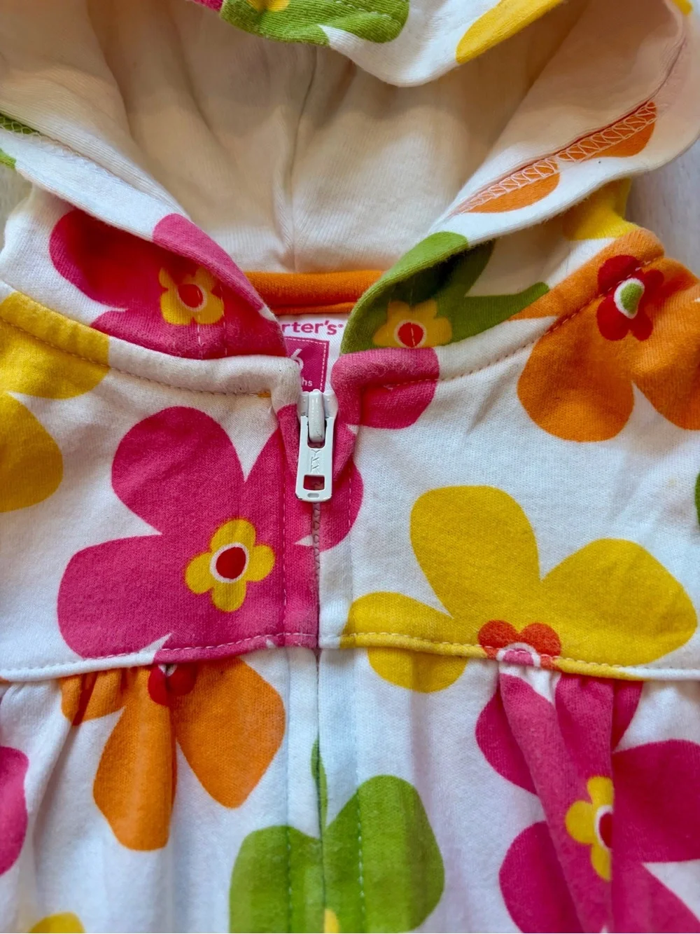 Baby Floral Hooded short sleeve zip-up